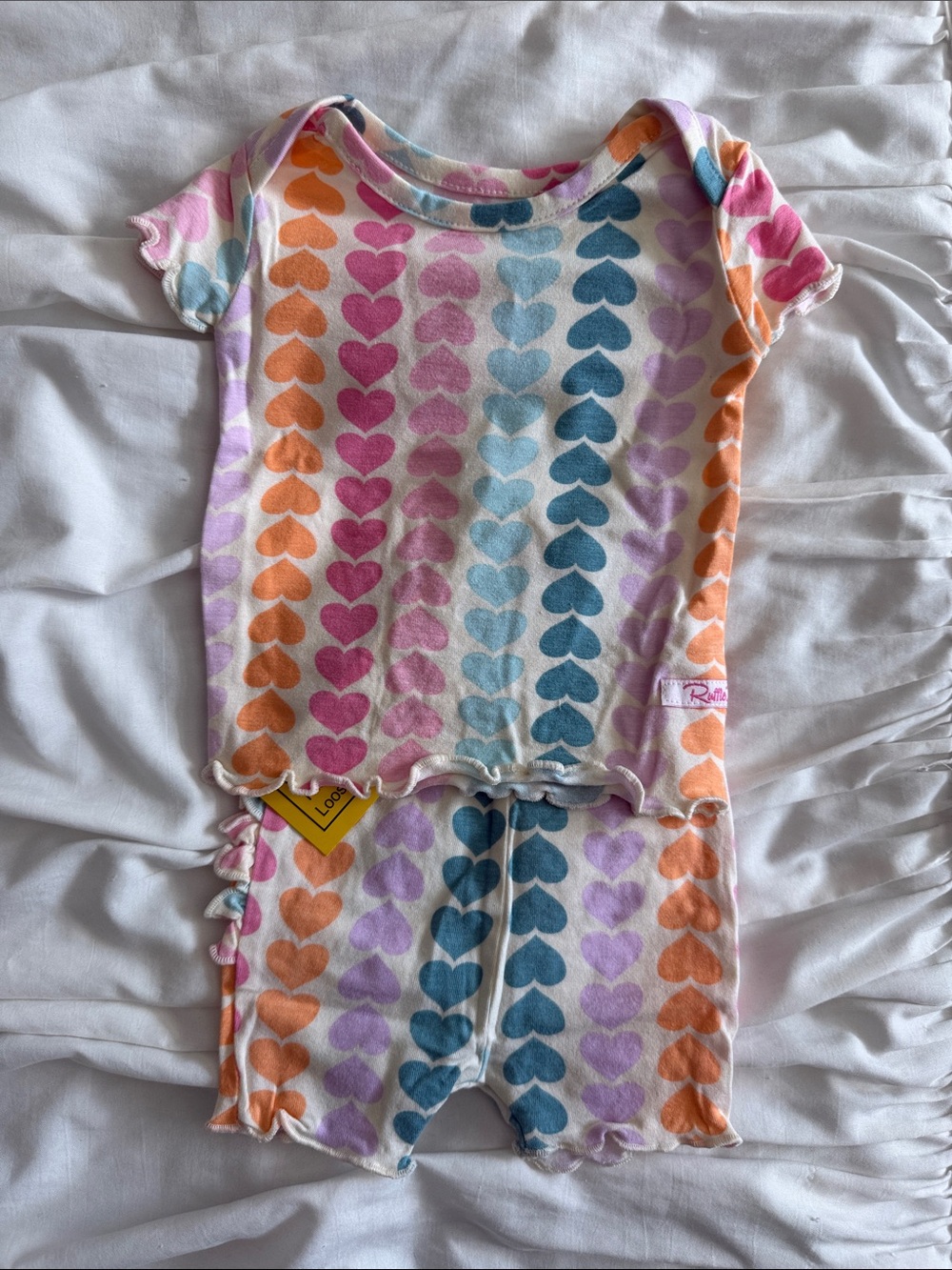 Ruffle Butts Pink Orange Blue Heart-Print play Set